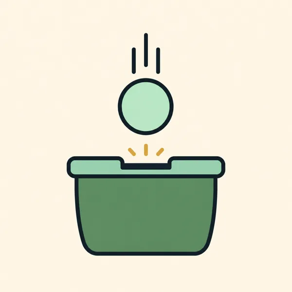 An illustration of a token dropping into the slot of a container